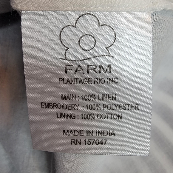 FARM RIO Striped Parrot Embroidered Mini Dress Women's XS Linen Sleeveless Blue - Picture 10 of 15